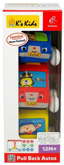 K´s Kids Krabica 3ks - látkové autá s naťahovacím pohonom