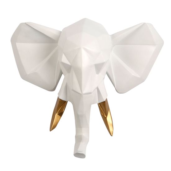 Walplus Nástenná dekorácia bielo-zlatá hlava slona