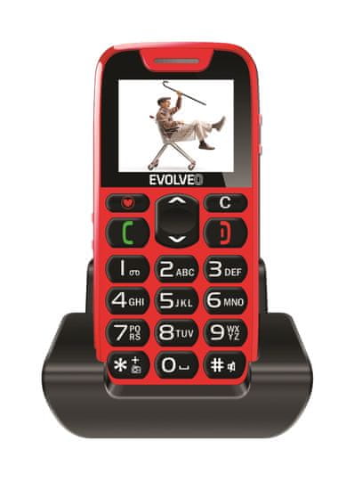 Evolveo EasyPhone s nabíjacím stojanom, červený