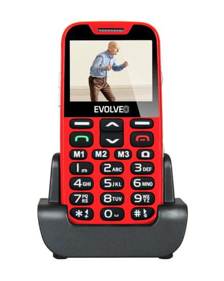 Evolveo EasyPhone XD, červený, nabíjací stojan