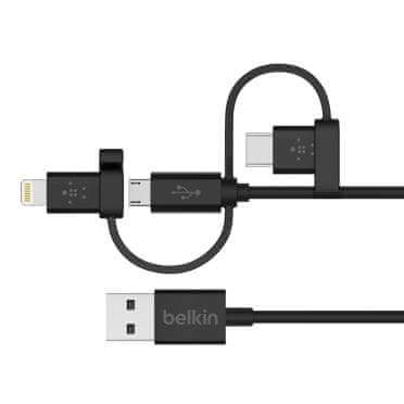 Belkin Kábel s redukciou microUSB s adaptérom na Lightning a USB-C F8J050bt04-BLK