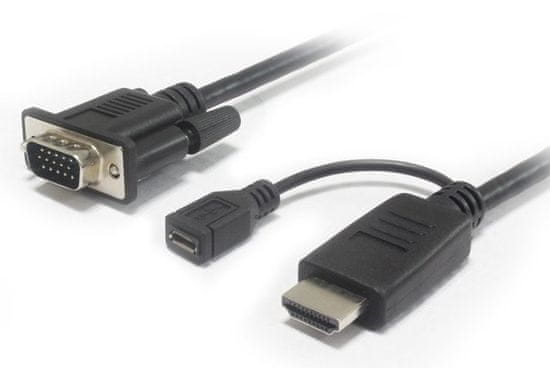 PremiumCord Káblový prevodník HDMI na VGA s napájacím microUSB konektorom 2 m khcon-20
