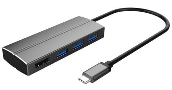 PremiumCord Adaptér USB 3.1 Type-C male na HDMI female + 3 × USB 3.0, aluminum ku31hdmi06