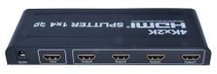 PremiumCord HDMI splitter 1-4 porty, kovové puzdro, 4K, FULL HD, 3D khsplit4b