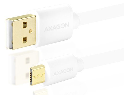 AXAGON BUMM-AM05QW, HQ Kábel MicroUSB <-> USB A, dátový a nabíjací 2 A, biely, 0,5 m