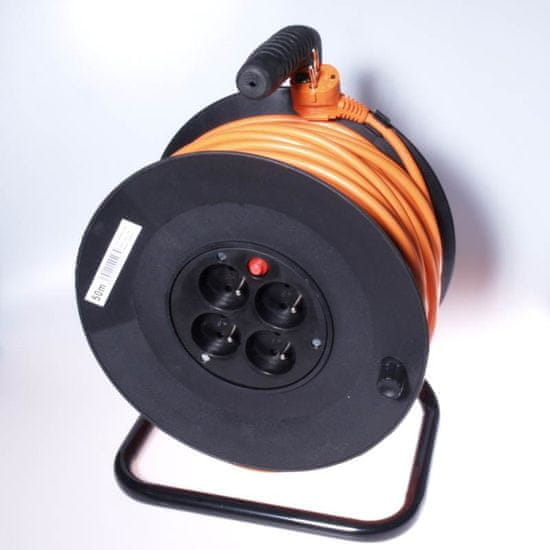 PremiumCord Predlžovací kábel 230 V, 50 m bubon, prierez vodiča 3 × 1,5 mm2 ppb-01-50