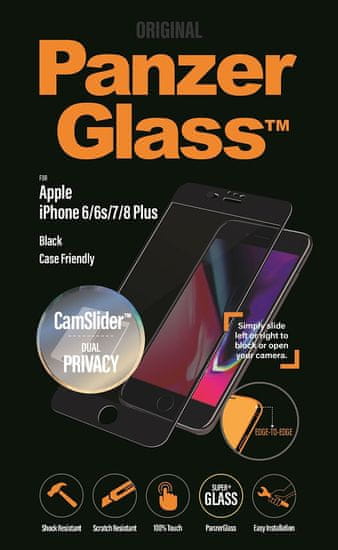 PanzerGlass Edge-to-Edge Privacy pre Apple iPhone 6/6s/7/8 Plus čierna, s CamSlider (P2651)