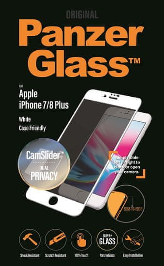 PanzerGlass Edge-to-Edge Privacy pre Apple iPhone 6/6s/7/8 Plus biela, s CamSlider (P2653)