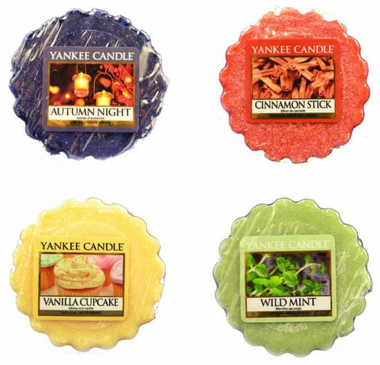 Yankee Candle Sada vonných voskov 4 ks (4 × 22 g) Autumn Night / Cinnamon Stick / Vanilla Cupcake / Wild Mint