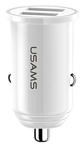 USAMS CC055 C8 USB 3,1 A Dual Mini AutoDobíječ White (EU Blister) 2441148