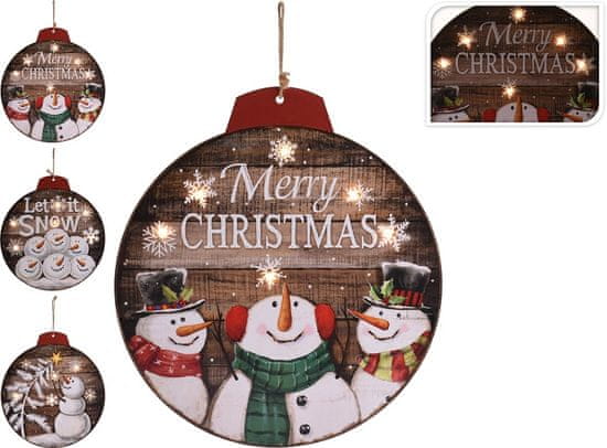 Koopman Vianočný svietiaci obraz Ø 29 cm snehuliaci so šálom, 6 x LED