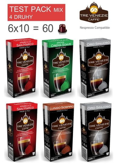 Tre Venezie Mix pack kapsuly pre kávovary Nespresso, 6× 10 ks