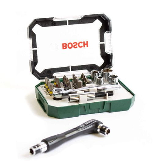 Bosch 26 dielna sada s račňou + skrutkovač 2607017393