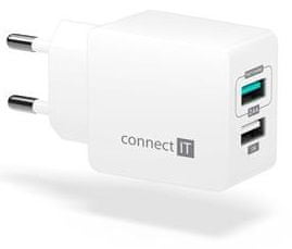 Connect IT Fast Charge nabíjecí adaptér 2× USB-A, 3,4 A, bílý CWC-2015-WH - zánovné