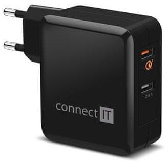 Connect IT QUICK CHARGE 3.0 nabíjací adaptér 2 × USB (3,4 A), QC 3.0, čierna CWC-3010-BK