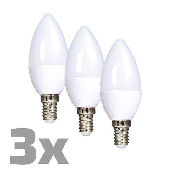 Solight LED žárovka 3-pack, svíčka, 6 W, E14, 3000 K, 450 lm