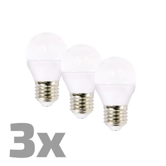 Solight LED žiarovka 3-pack, miniglobe, 6W, E27, 3000K, 450L