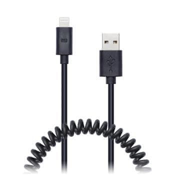 Connect IT Wirez Apple Lightning - USB špirálový flexibilný kábel, 1,2 m, čierny CI-682
