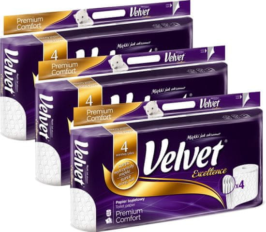 Velvet Excellence Premium Comfort toaletný papier 3 x 8 kotúčov