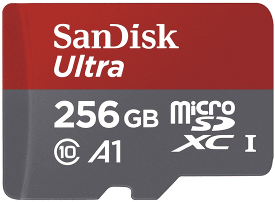 SanDisk microSDXC Ultra Android 256GB 100MB/s UHS-I + SD adaptér (SDSQUAR-256G-GN6MA)