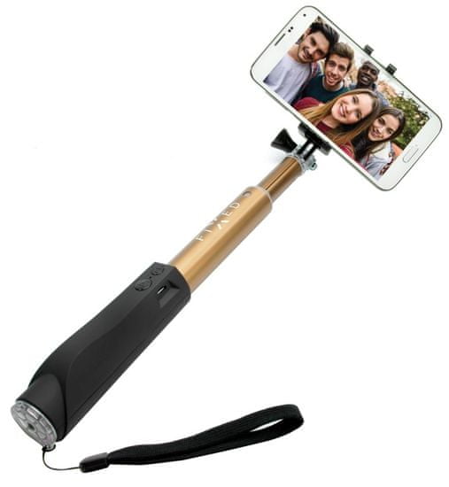FIXED Teleskopický selfie stick v luxusním hliníkovém provedení s BT spouští, zlatý FIXSS-BT-GD