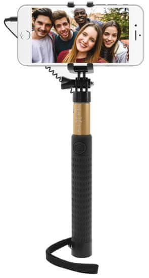 FIXED Teleskopický selfie stick v luxusnom hliníkovom prevedení, 3,5 mm jack, zlatý FIXSS-W-BL