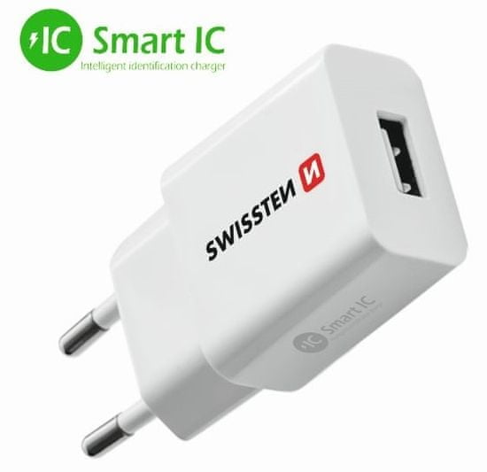 SWISSTEN Sieťový adaptér SMART IC 1× USB 2,1 A Power, biely 22013308