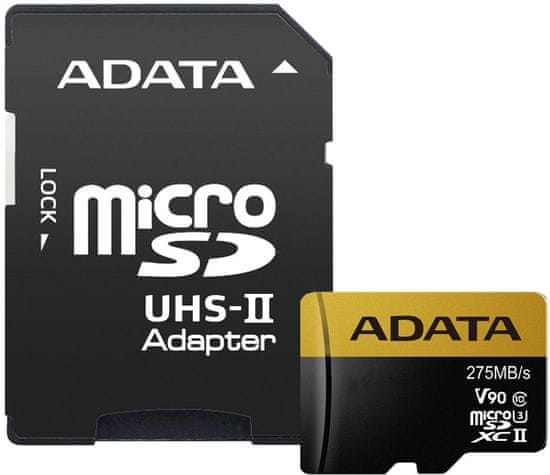 A-Data microSDXC Premier One 128GB UHS-II U3 + SD adaptér (AUSDX128GUII3CL10-CA1)