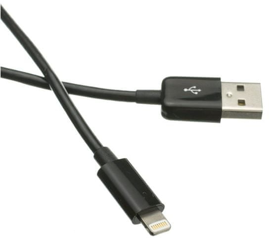 C-Tech Kábel USB 2.0 Lightning (IP5 a vyššie) nabíjací a synchronizačný, 1 m, čierny CB-APL-10B