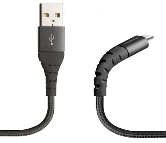 SBS Kábel Unbreakable s kovovými konektormi, USB / microUSB, 1 m, čierny
