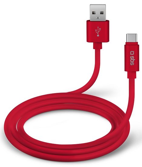 SBS Kábel Polo USB / USB-C silikónový, 1,5 m, červený