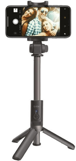 SBS Selfie tyč Tripod s bezdrôtovým pripojením pre iOS a Android TESELFIEBTALTRIPODK, čierna