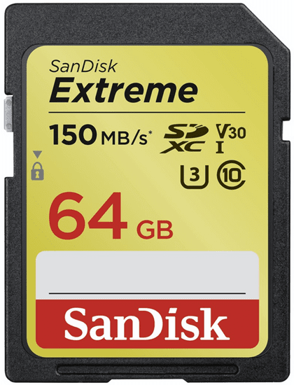 SanDisk Extreme SDXC 64GB 150 MB / s C10 V30 UHS-I U3 (SDSDXV6-064G-GNCIN)