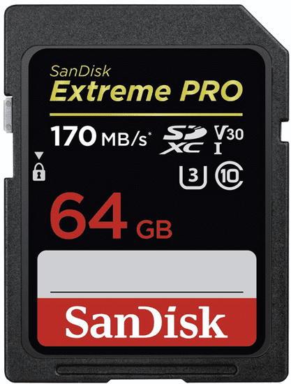 SanDisk SDXC Extreme Pro 64GB 170MB / s class 10 UHS-I U3 V30 (SDSDXXY-064G-GN4IN)