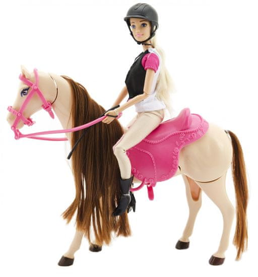 Teddies Kôň hýbajúci sa + bábika žokejka - zánovné