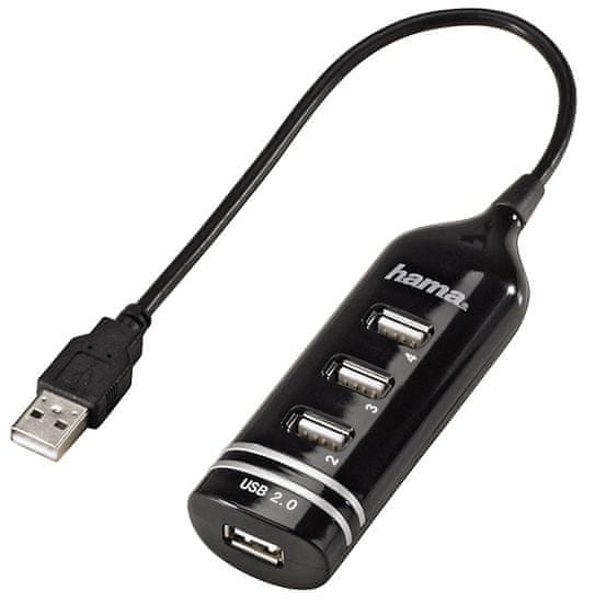 HAMA USB 2.0 HUB 1: 4, čierny 39776