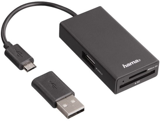 HAMA USB 2.0 OTG Hub / čítačka kariet pre smartphone / tablet / notebook / PC 54141