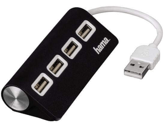 HAMA USB 2.0 Hub 1: 4, napájanie USB, čierny 12177