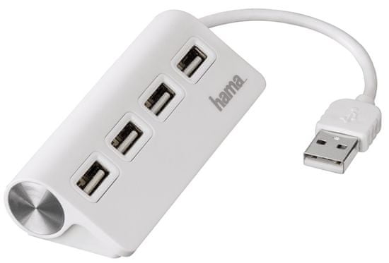 HAMA USB 2.0 Hub 1: 4, napájanie USB, biely 12178
