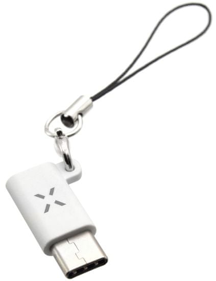 FIXED Redukcia Link pre nabíjanie a dátový prenos z microUSB na USB-C Fixa-MC-WH, biela
