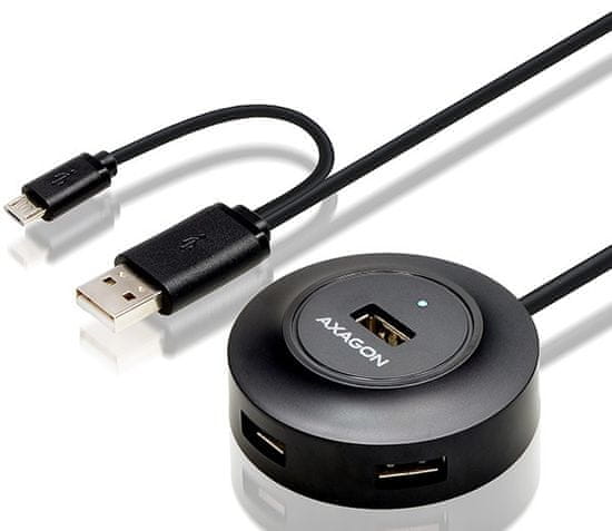 AXAGON HUE-X6GB, 4 × USB 2.0 hub, 80 cm kábel, OTG, čierny