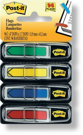 Post-It Záložky samolepiace šípky 11,9 x 43,2 mm / 4 x 24 ks