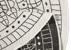 NORTHRUGS Kusový koberec Twin-Wendeteppiche 103101 creme schwarz – na von aj na doma 140x140 (priemer) kruh