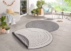 NORTHRUGS Kusový koberec Twin-Wendeteppiche 103112 grau creme – na von aj na doma 200x200 (priemer) kruh