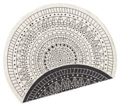 NORTHRUGS Kusový koberec Twin-Wendeteppiche 103101 creme schwarz – na von aj na doma 140x140 (priemer) kruh