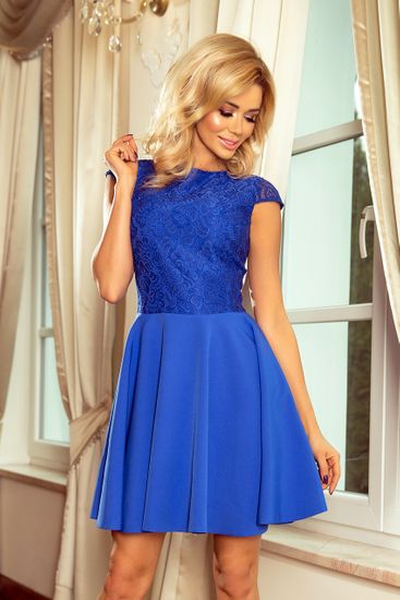 Numoco Dámske krajkové šaty Marta kráľovsky modrá