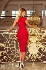 Numoco Dámske elegantné midi šaty s volánom Hudson červená XXL