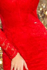 Numoco Dámske krajkové šaty s výstrihom Carter červená L