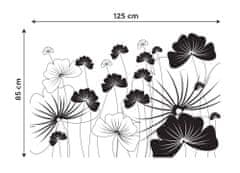 Dimex Nálepky na nábytok - Čiernobiele kvety, 85 x 125 cm