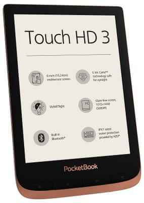 Čítačka e-kníh PocketBook 632 Touch HD 3, 16 GB, veľká pamäť, vodeodolná, inteligentné nasvietenie, vysoké rozlíšenie, dotykový displej